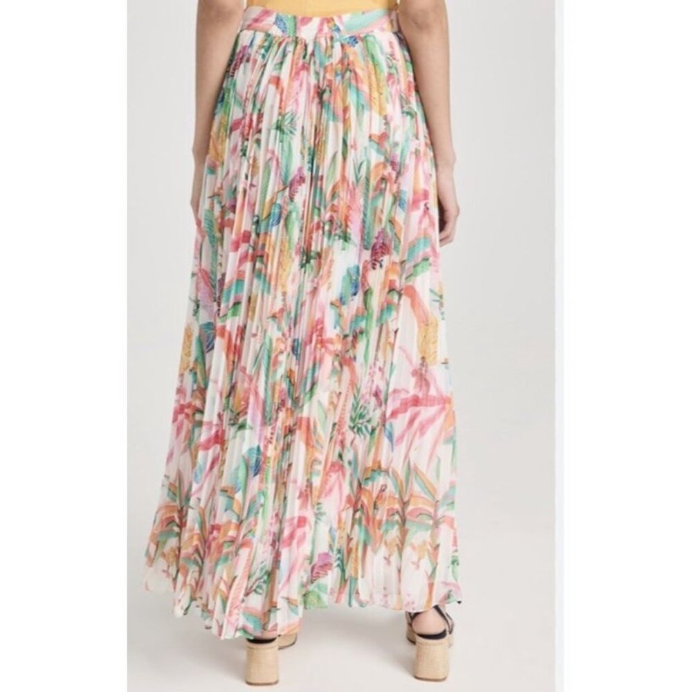 Rococo Sand Sz S Skirt Maxi Midi Pleated Floral Green pink Orange White New